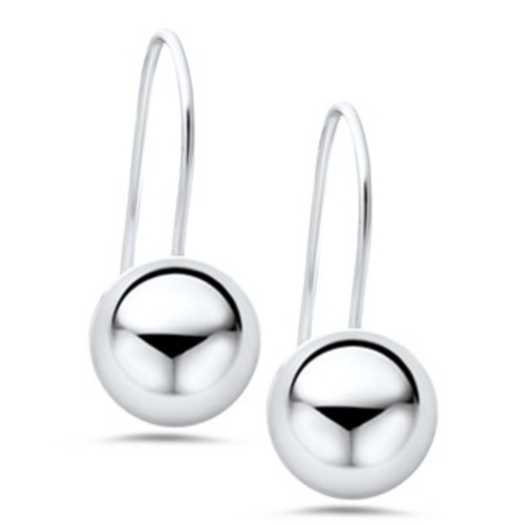 Jewelry - Beautiful Solid sterling silver 10mm ball dangle drop earrings